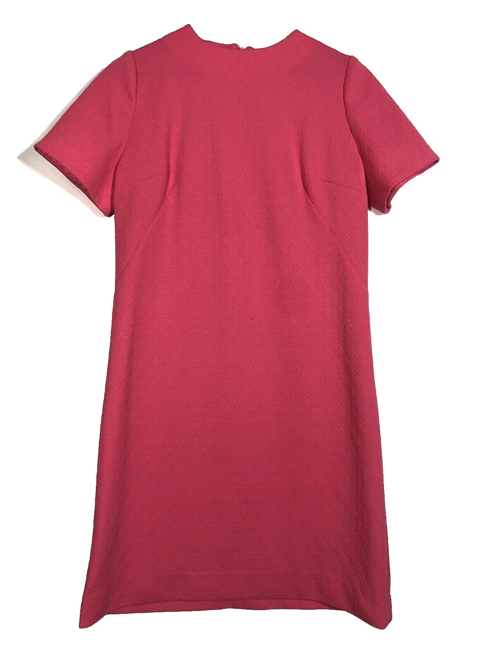 Vintage Pink Dress Sheath Polyester Barbiecore 1960s 1970s Diamond Pattern